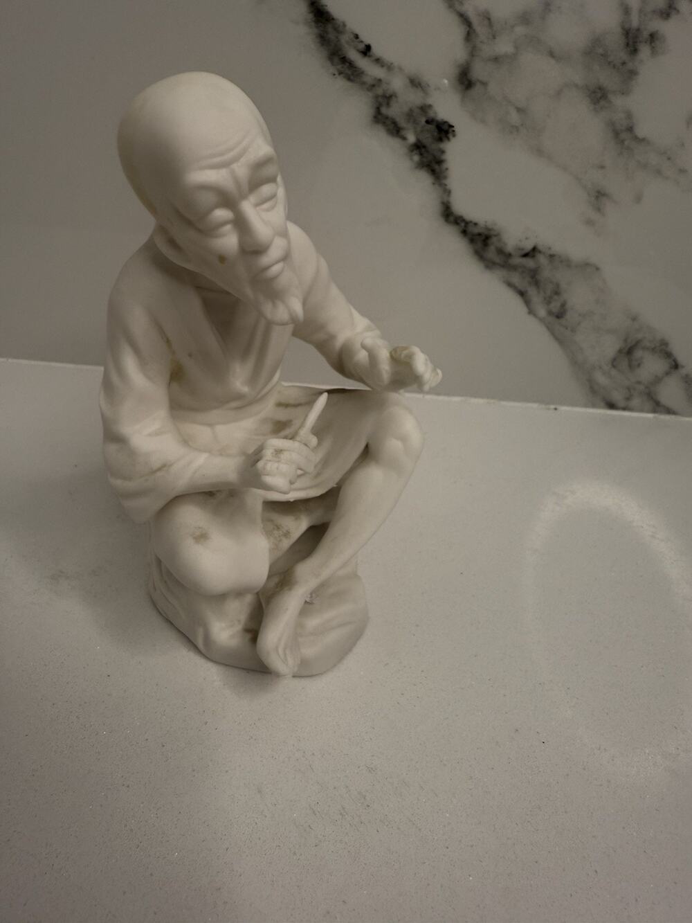 VTG Lenwile Ardalt Asian Man Statue White Japan Carving Collectible Porcelain